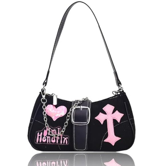 Y2K Retro Crossbody Bag Punk Style Leather Clutch Purse Vintage Accessories - Picture 5 of 8